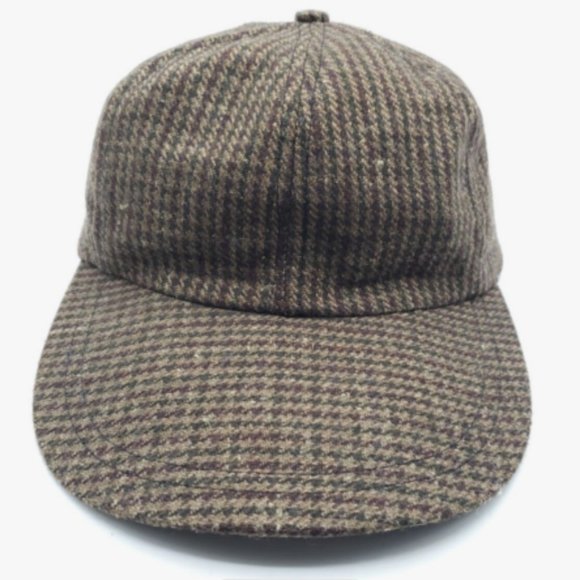 J. Crew Womens Hat Cap Tweed Brown Tan Wool Wide Brim Adjustable